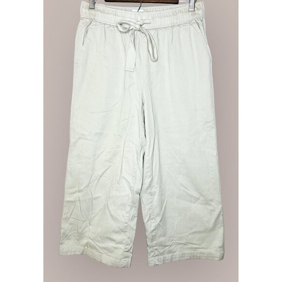Urban Outfitters Khaki Pants wide leg crop pant Sz M Pull On Drawstring ($49) - Picture 1 of 4